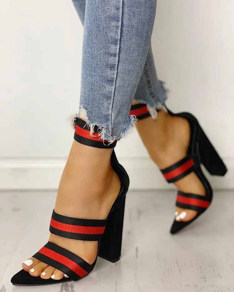 

New Women Summer Square High Heels 8cm Lace Up Peep Toe Gladiator Pumps Office Mixed Colors Sandals Party Shoes