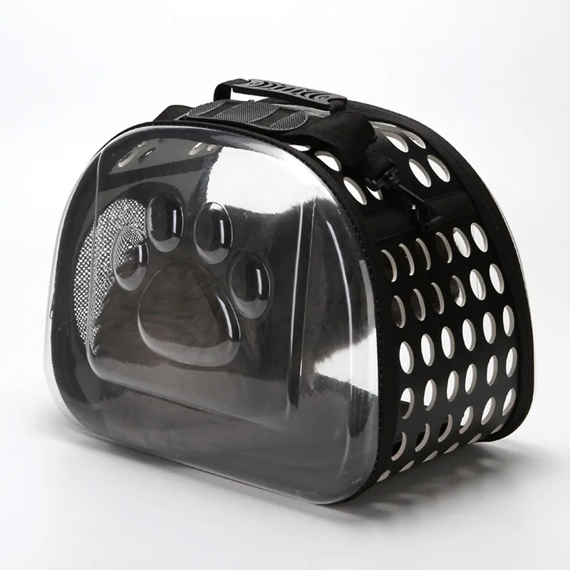 Petminru прозрачная сумка-переноска для кошек и собак, дышащая дорожная сумка для домашних животных, складная сумка на плечо, сумка для переноски щенков - Цвет: Черный