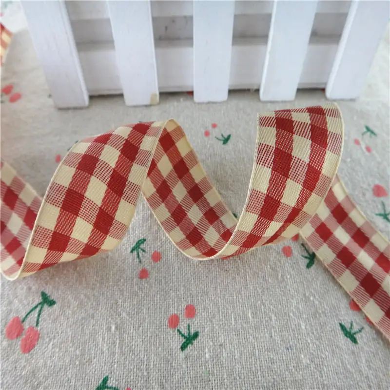 18112404 , 1 25MM 5 야드 그리드 격자 인쇄 Grosgrain 리본 선물 포장 DIY 수제 재료