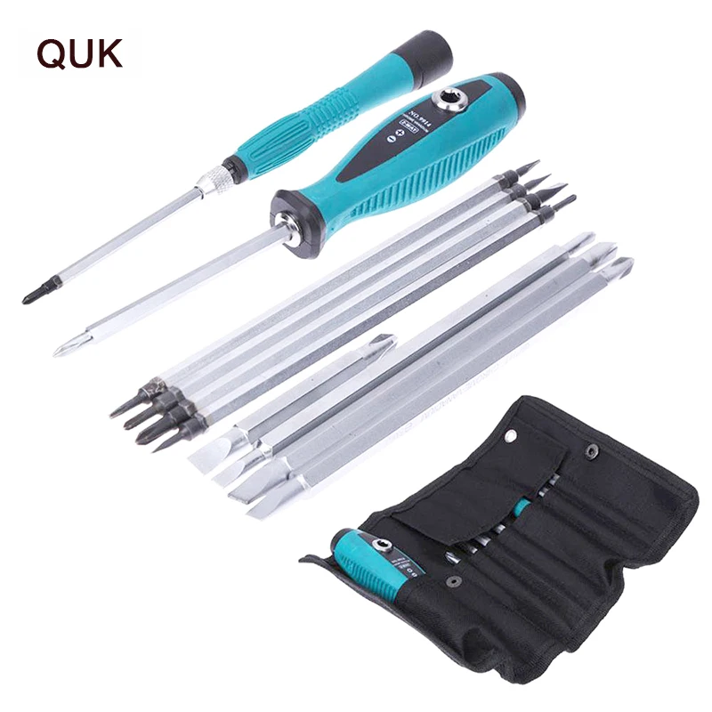 QUK 10 комплект отверток для ПК с двойной головкой Инструменты для ремонта прецизионные магнитные прорези Биты Набор Мультитул Отвертка Ручной инструмент