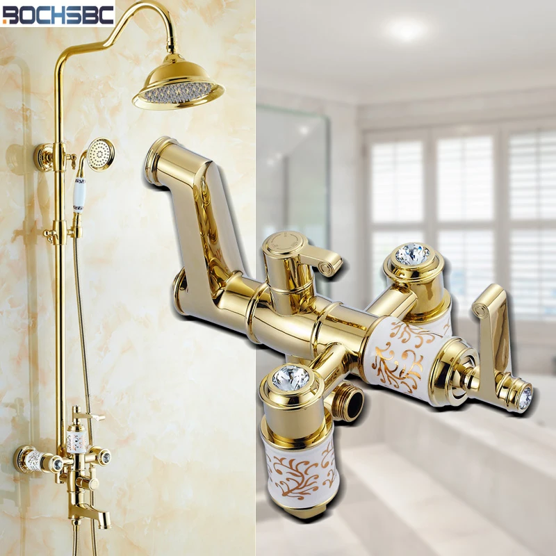 BOCHSBC Gold plated Shower Set European Style Hot and Cold Water