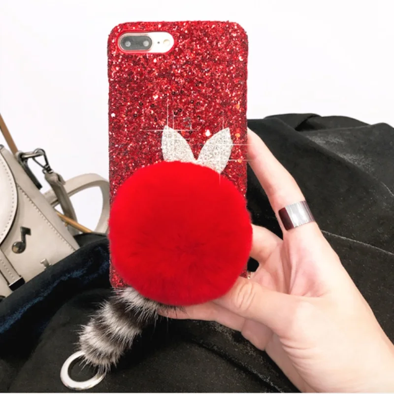 Роскошный чехол для iphone 6 6s 7 8 plus с милым Кроликом жемчугом и бантом кошачьими