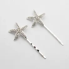 1 пара серебряных хрустальных звездочек заколки для волос Морская звезда Стразы заколки для волос модные стразы заколки для волос для женщин девушек ювелирные изделия для волос