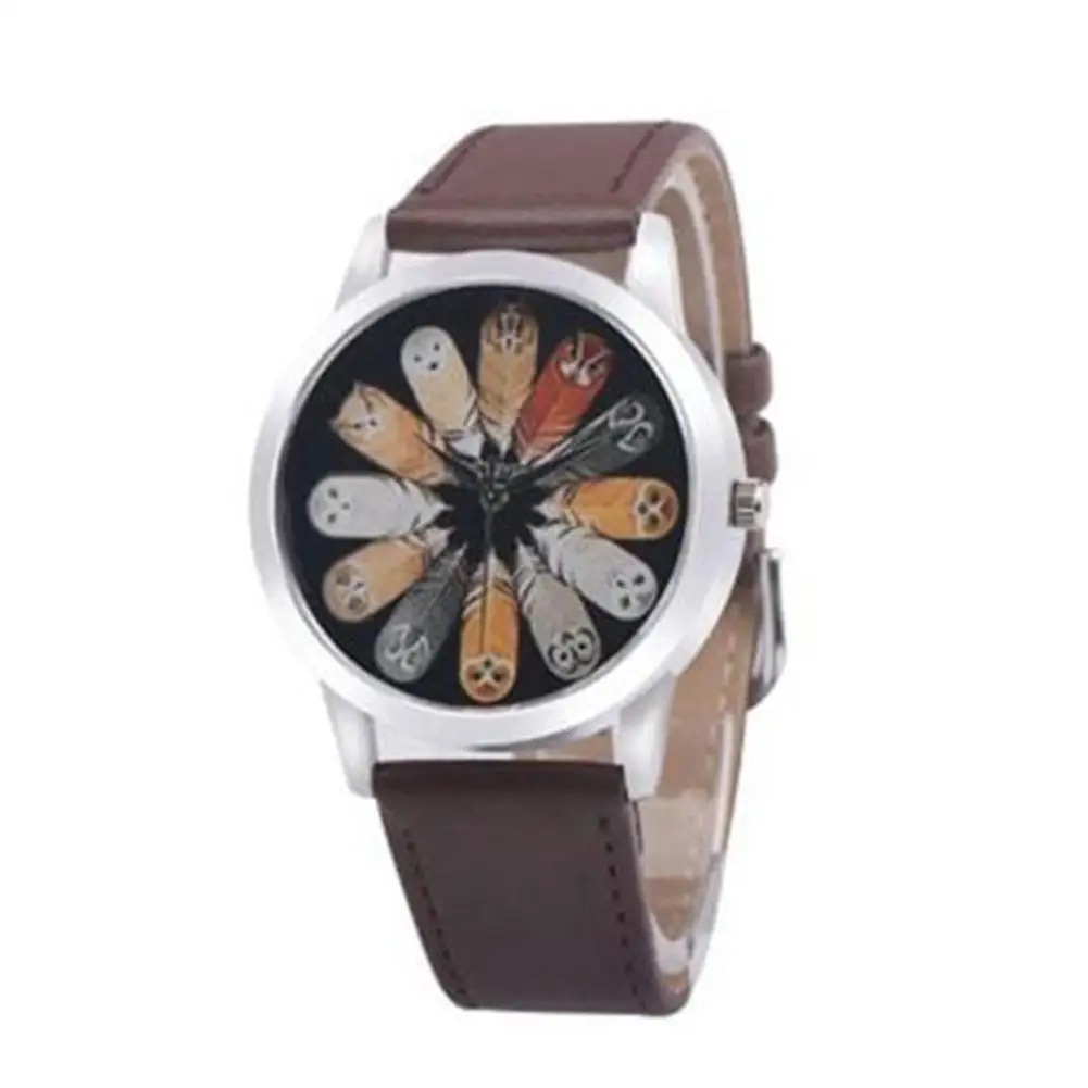 Fashion luxury Unisex Owl Feather Quartz Round Dial School Student Wristwatch Wrist Watch Couple Accessory NEW HOT For Gift 