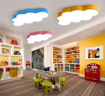 

Cartoon Creative Fairytale Lovely Clouds Design 3 Colors Iron Acrylic Led Ceiling Light for Kids Children's Room Bedroom