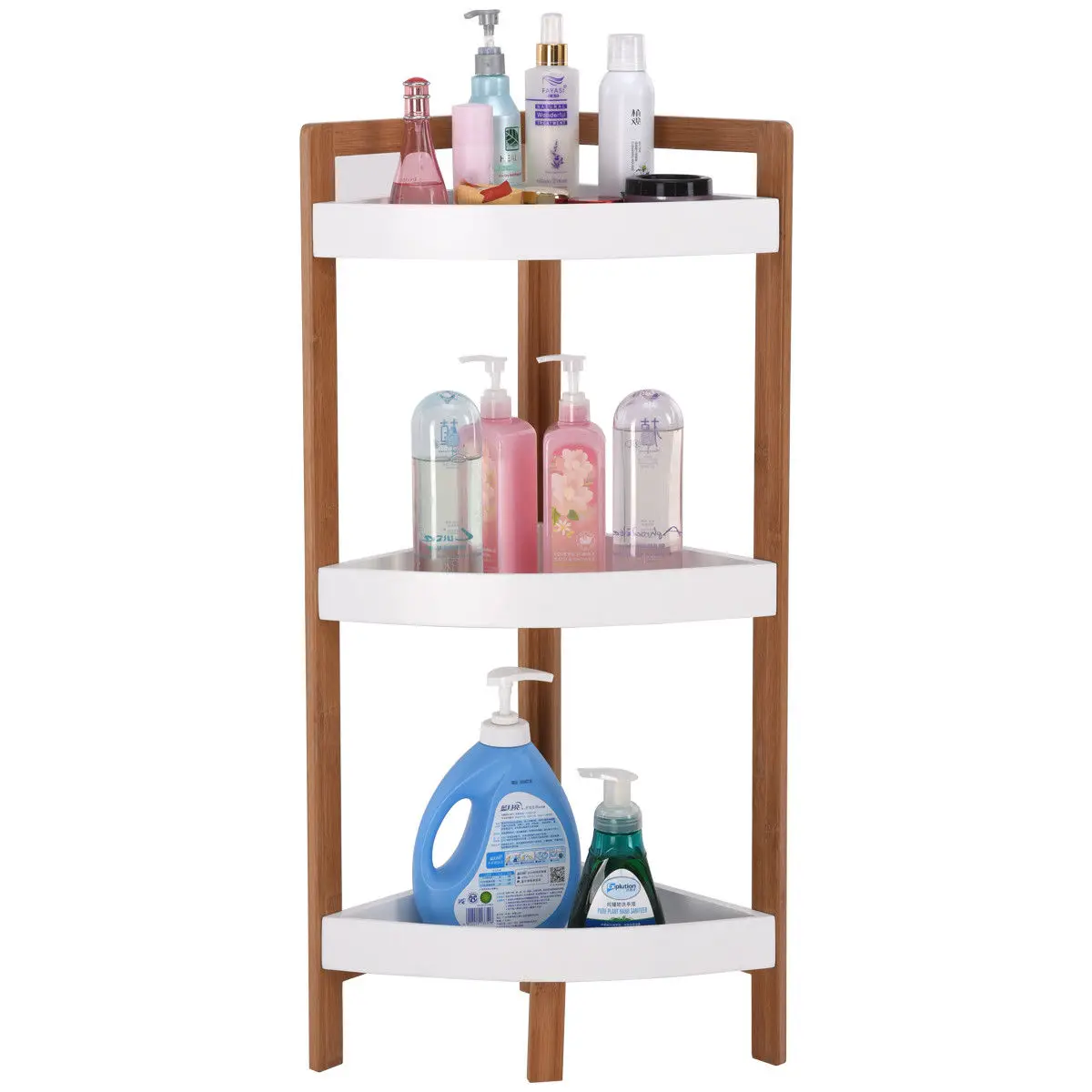 Giantex 3 Tier Corner Shelf Tower Storage Bathroom Wood Rack Stand Organizer Holder Home Furniture HW57019 Giantex 3 Tier Corner Shelf Tower Storage Bathroom Wood Rack Stand Organizer Holder Home Furniture HW57019