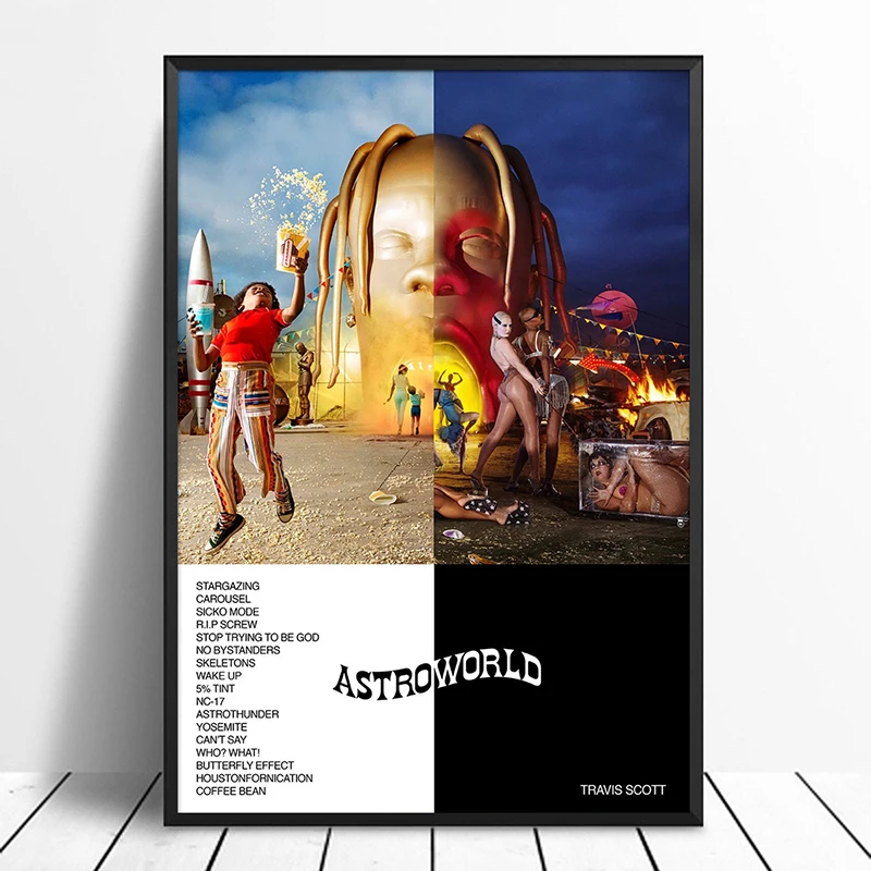 С изображением Трэвиса Скотта-Astroworld альбом поп-музыка Обложка плакат музыкальной звезды настенный принт искусство для гостиной домашний декор