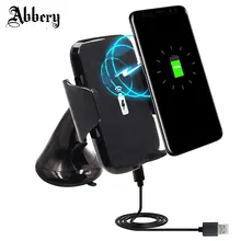 Abbery Universal Qi Wireless Car Phone Holder Charger 360 Degree Dashboard Windshield Holders for iPhone X