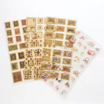 

1 Sheet Vintange Stamp Number Sakura Adhesive Stickers DIY Decorative Sealing Paste Stick Label School Office Supply