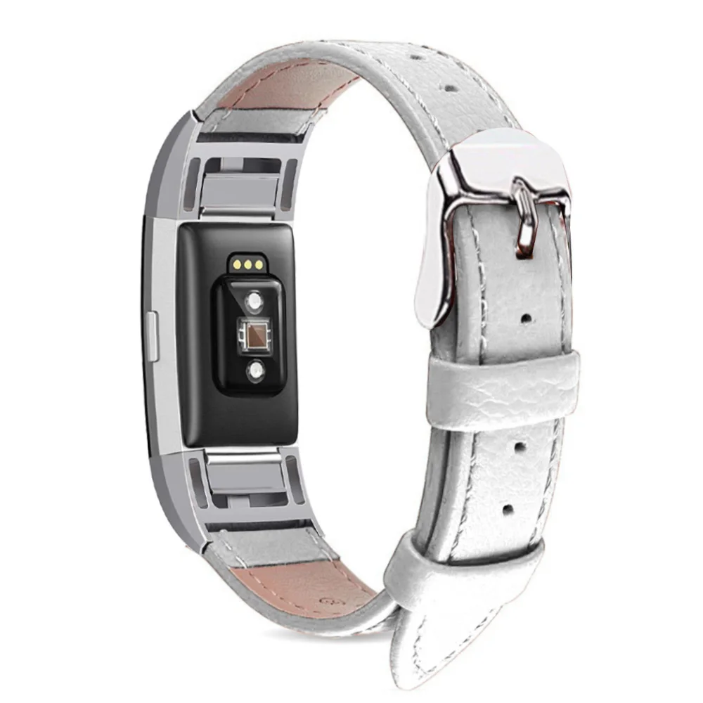 5 цветов кожаный ремешок для часов Fitbit Charge 2 сменный Браслет ремешок для браслета Fitbit Charge 2 Смарт аксессуары - Цвет ремешка: Белый