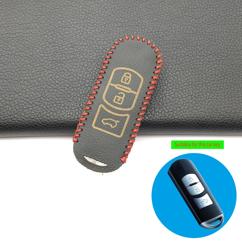 

Fashion Men 100% Leather Car Key Cover For MAZDA 3 5 6 Axela CX5 CX7 Key Case Car Accessaries Protect Holder Shell
