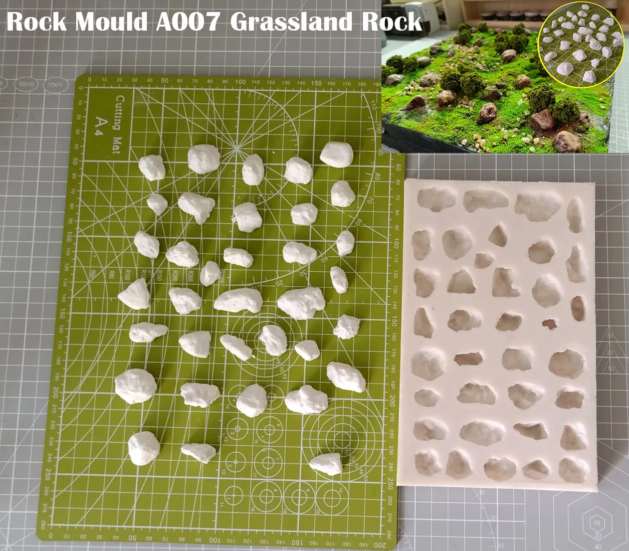 Molde de rocha em miniatura a007 grassland