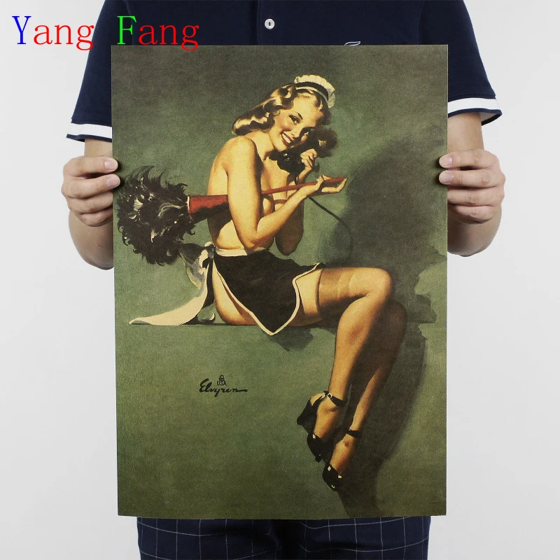 

Vintage Poster Sexy Girl Retro Kraft Poster Bar Cafe Movie Poster/Wall Stickers Posters And Prints 51*35cm