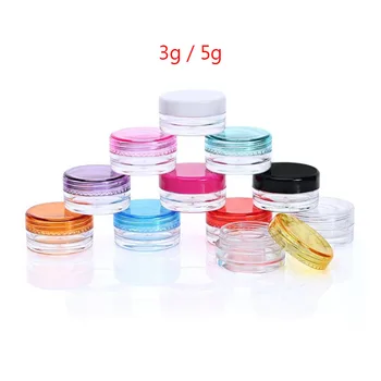 

3g 5g Mini Sample Bottle Clear Cosmetic Makeup Jar Pot Face Cream Box Travel Storage Container Random Color 10pcs/lot