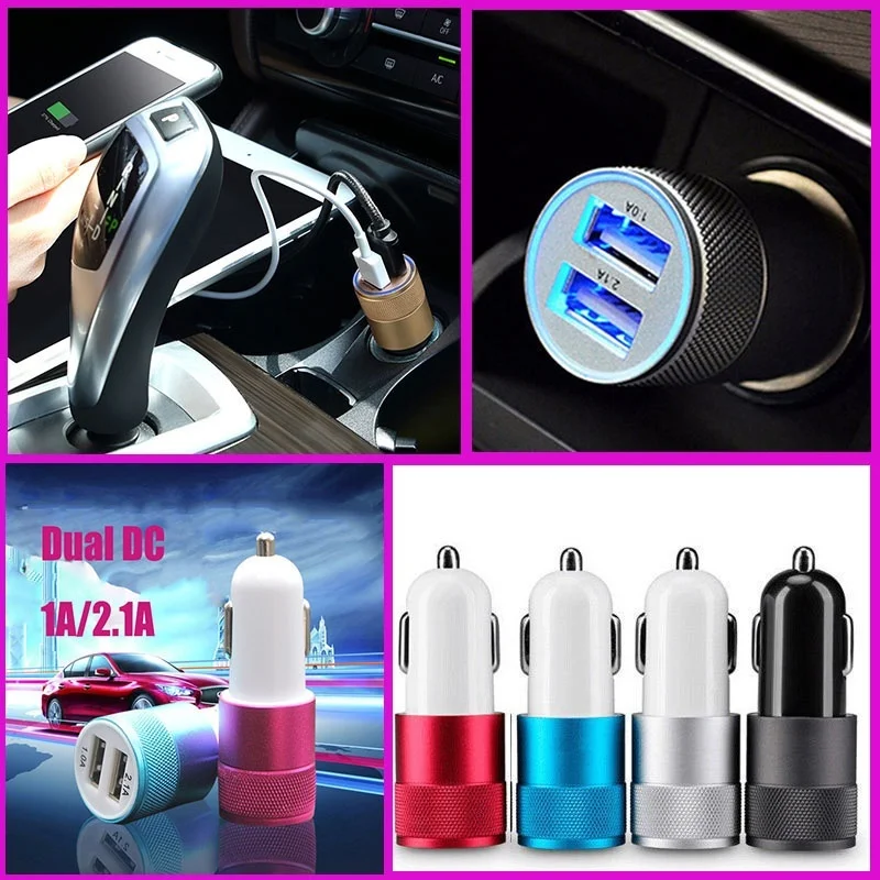 1 قطعة سبائك 2 منافذ USB العالمي ذكي ثنائي USB سيارة شاحن آيفون ل شاحن هاتف محمول يعمل بنظام تشغيل أندرويد