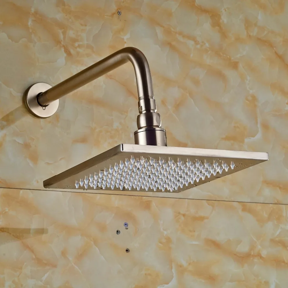 Brushed Nickel 8" Rain Stainless Steel Shower Head Wall Mount Rainfall