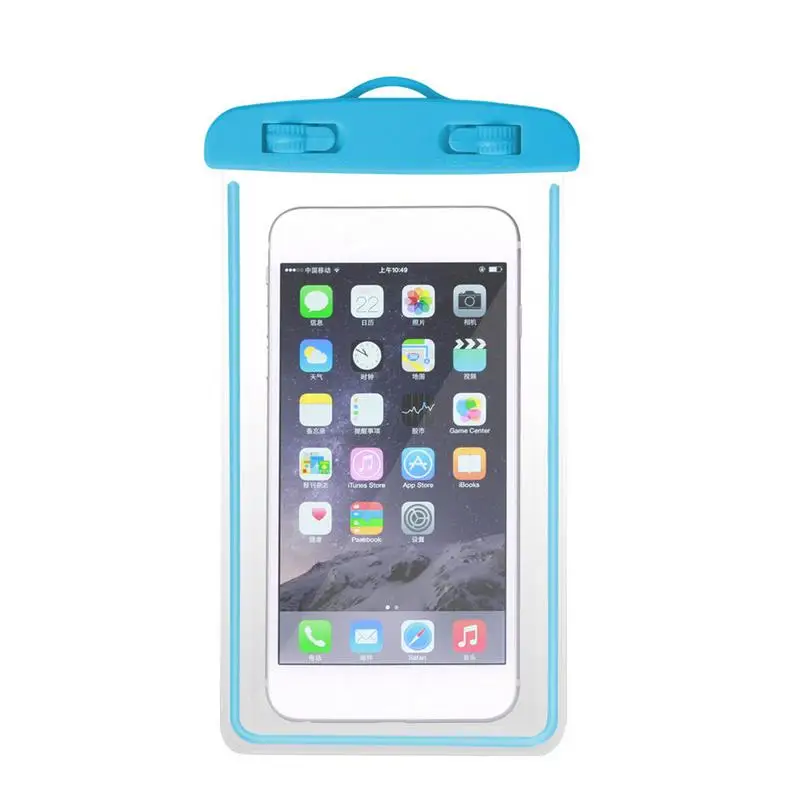 Сумки для плавания водонепроницаемая сумка со светящимся подводным чехлом для телефона чехол для iPhone 6 6s 7 Универсальные Все модели 3,5 дюймов-6 дюймов - Цвет: Blue