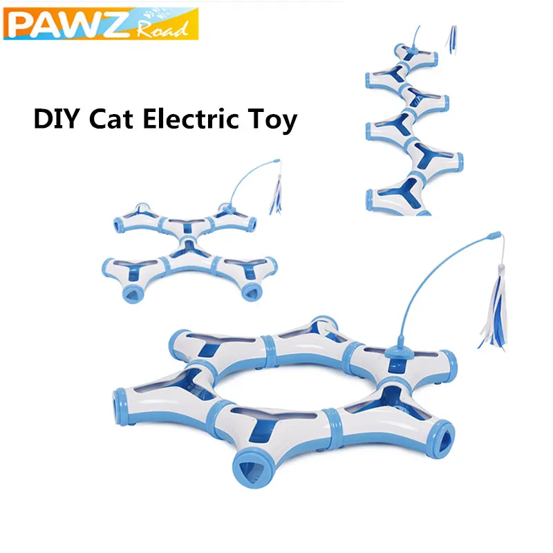 Pet Cat Electric Toys Teaser IQ Training Interactive Cats Kitten Play Toy DIY Funny Rotating Feather Toys Cat Scratching Toys