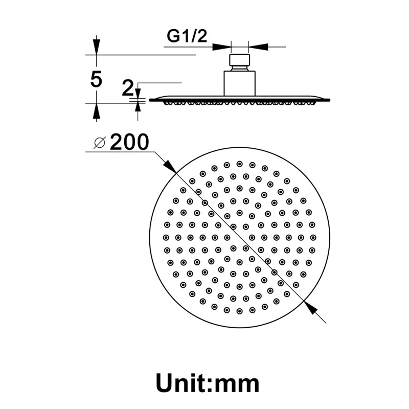 Ultra-thin 8 Inch Showerheads For Bathroom 304 SUS Rainfall Shower Heads 200mm Round Showers Polished