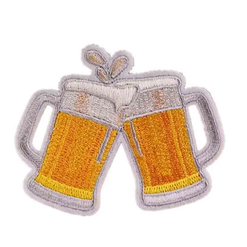 

2 Pcs Diy Beer Patch Badge Iron on Patch Biker Embroidery for Clothes Stickers Iron on Patches
