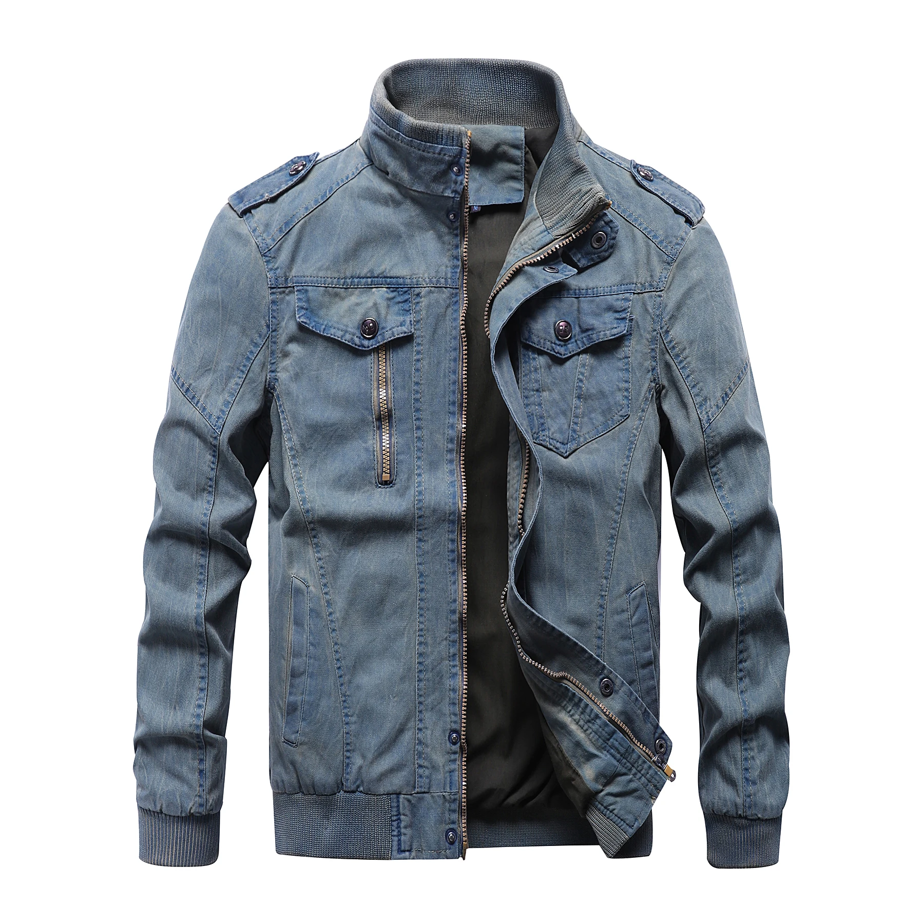 

Men Tactical Jacket Spring Autumn Vintage Demin Jacket Military Style Motocycle Biker Jacket and Coat Casual Streetwear Jeans