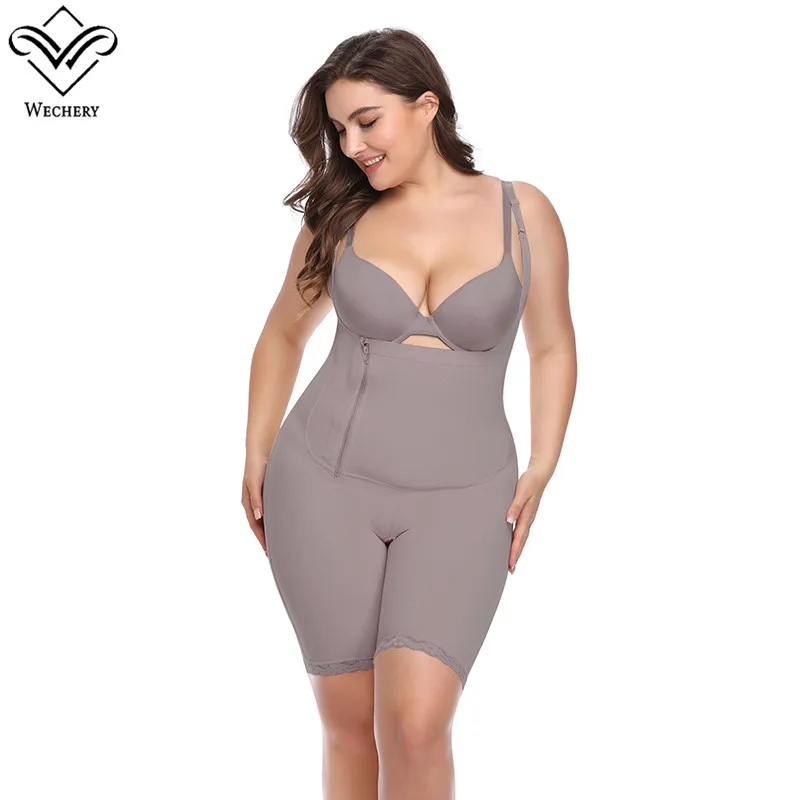 

Wechery Open Crotch Shapewear Full Body Corsets 6XL Underbust Bodysuit Slimming Shaper for Women Black Beige Grey