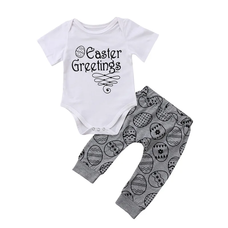 Baby Easter Clothes 2pcs Clothes Set Egg Newborn Baby Girl Boy Tops