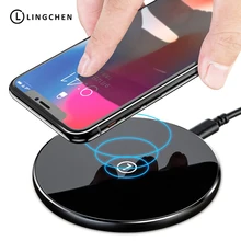 LINGCHEN 10 Вт Qi Беспроводной Зарядное устройство для samsung Galaxy S8 S9 быстро Беспроводной зарядки для iPhone 8 X XS мобильного телефона Беспроводной Зарядное устройство