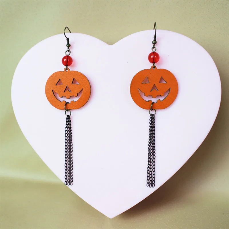 12 Paris/Lot Women Halloween Earring Jewelry Pumpkin Orange Charm