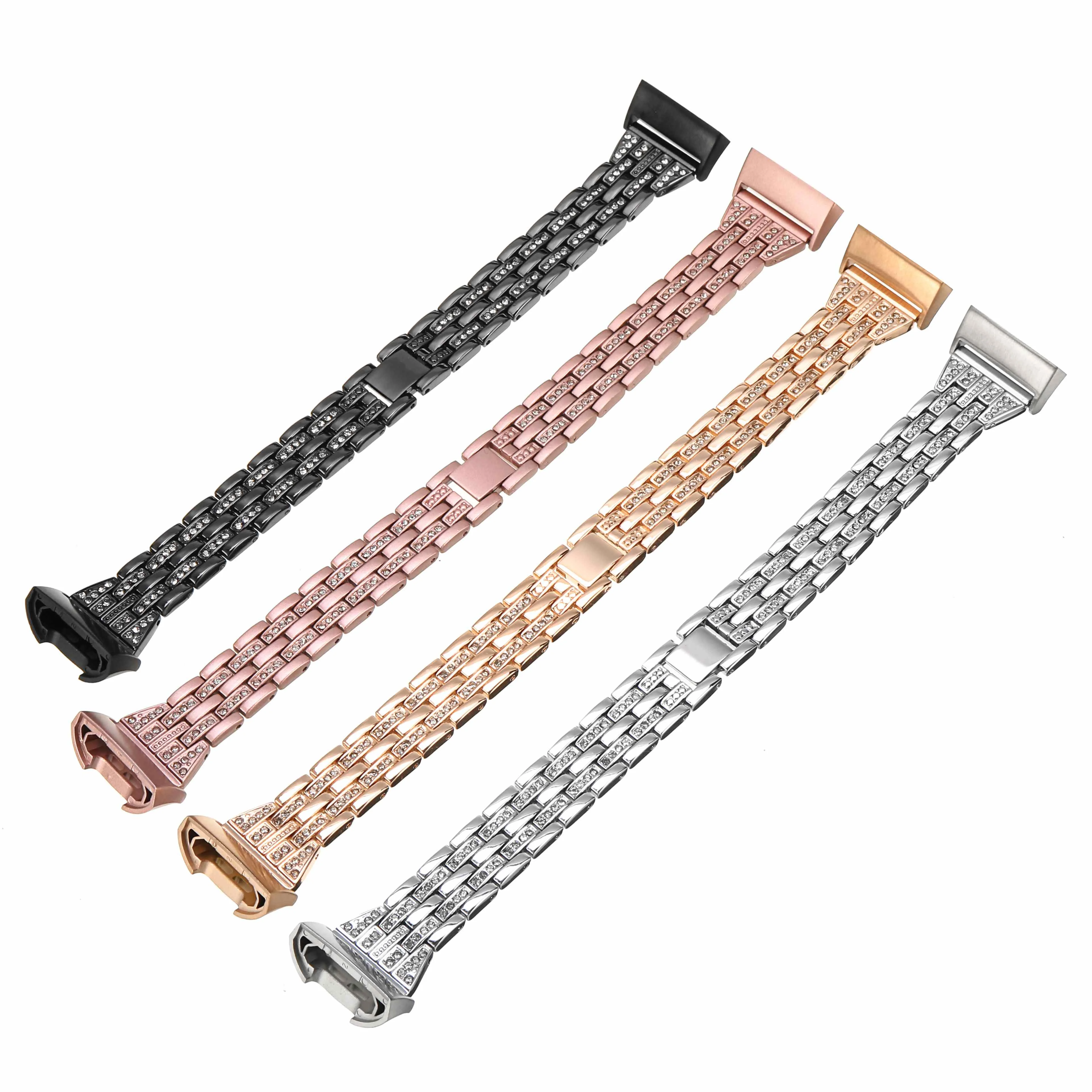 4 цвета кристалл из нержавеющей стали ремешок для Fitbit Charge 3 браслета Замена браслетный ремешок для часов умные аксессуары