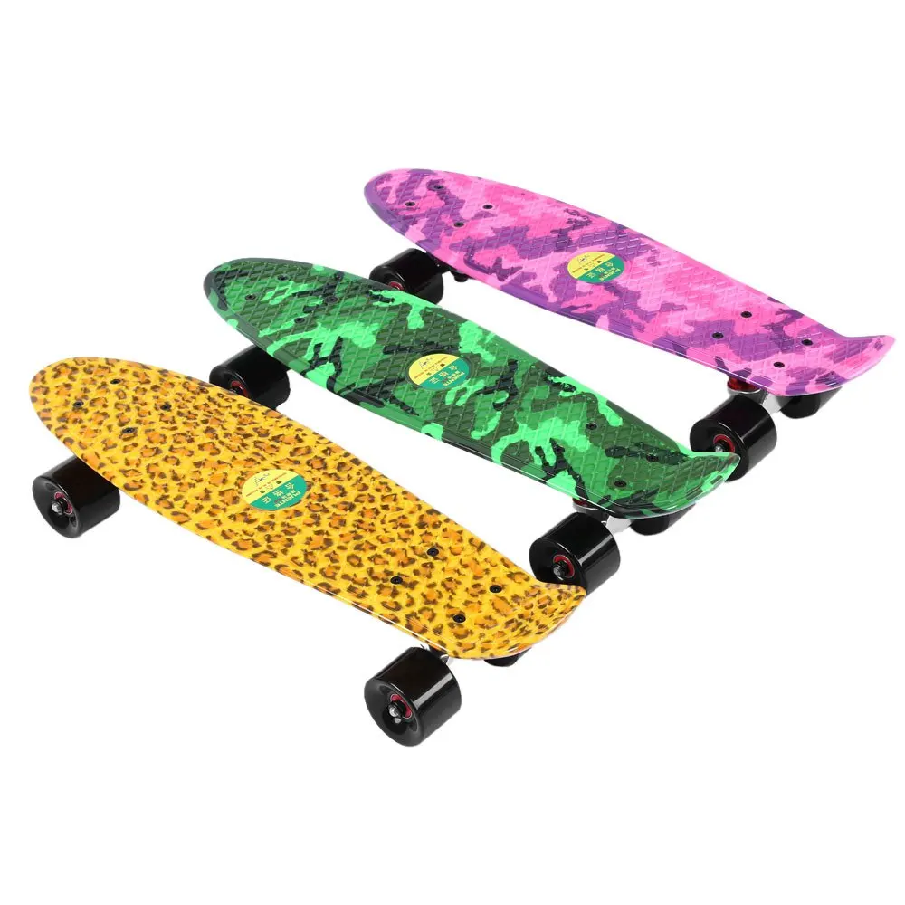 

22 Inches Skateboard Four-wheel Skate Board Long Kick-tail Single Rocker Mini Cruiser Fish Banana Long Board 3 Colors