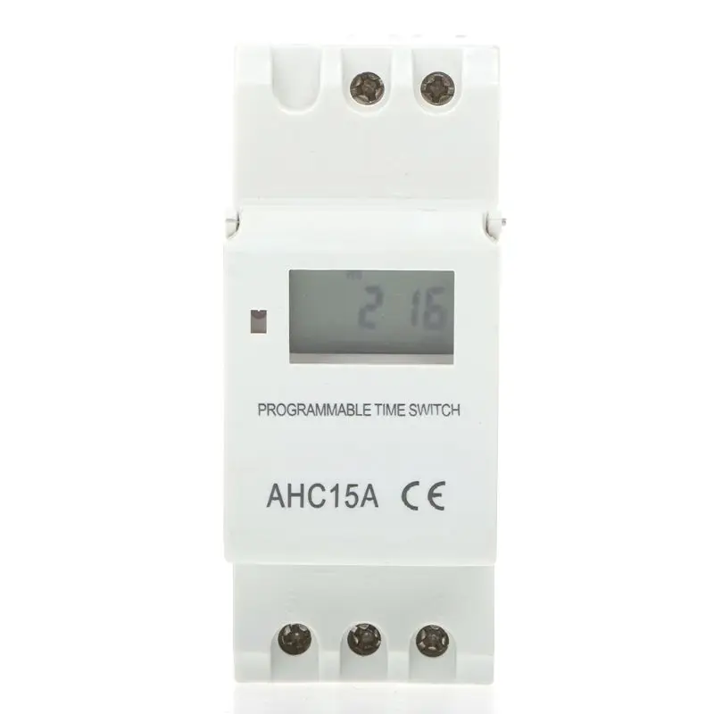 

AC220V 16A Programmable Digital Timer Switching Relay Control Din Rail Mount