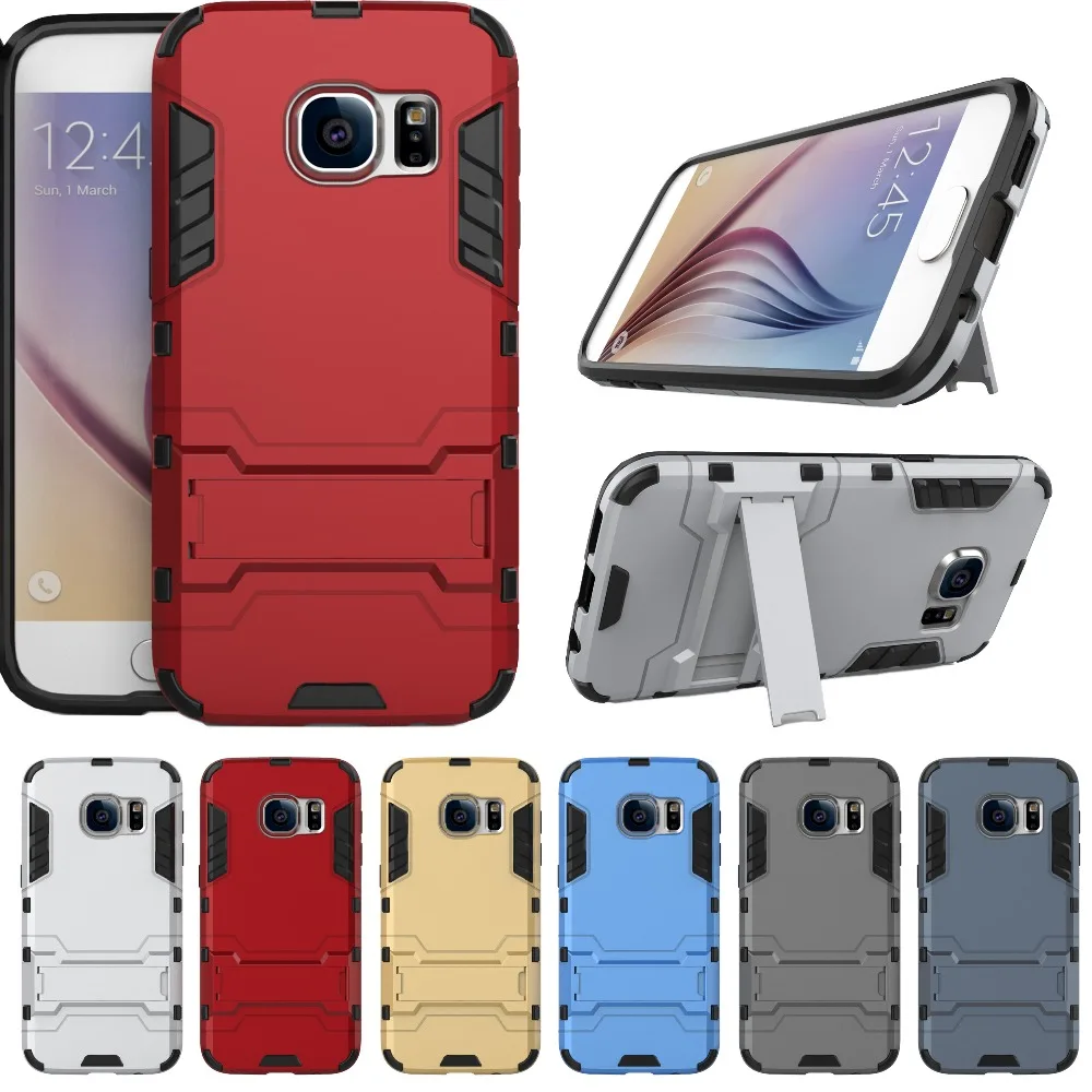 Heavy Duty Защита Чехол для samsung galaxy S6 S7 S6edge плюс S5 антидетонационных Kickstand Броня