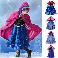 PaMaBa/4 версии; зимние костюмы принцессы Анны для девочек; маскарадный костюм на Хэллоуин; платье с накидкой с вышитыми цветами; рождественские платья на день рождения