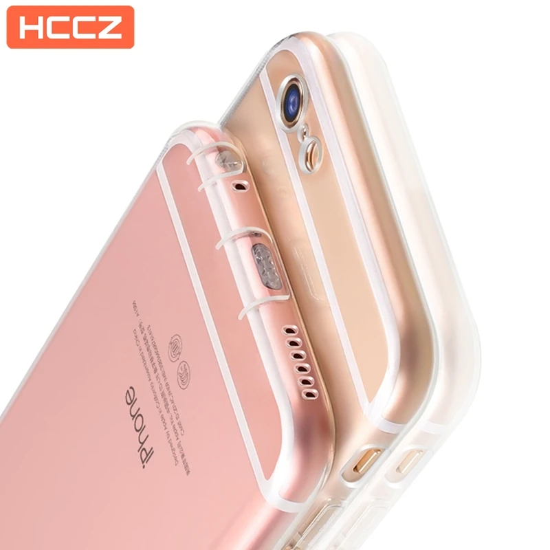

HCCZ for Apple iPhone 6 6s Plus Silicone Soft Case iPhone 7 8 Plus iPhone X 5 5s SE With Dust plug Transparent Case Cover