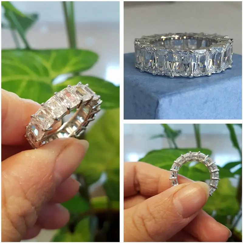 Effie Queen 2018 Row Eternal Crystal Jewelry Wedding Ring Clear Fashion Eternity Rings for Women Free Shipping Jewelry DR146