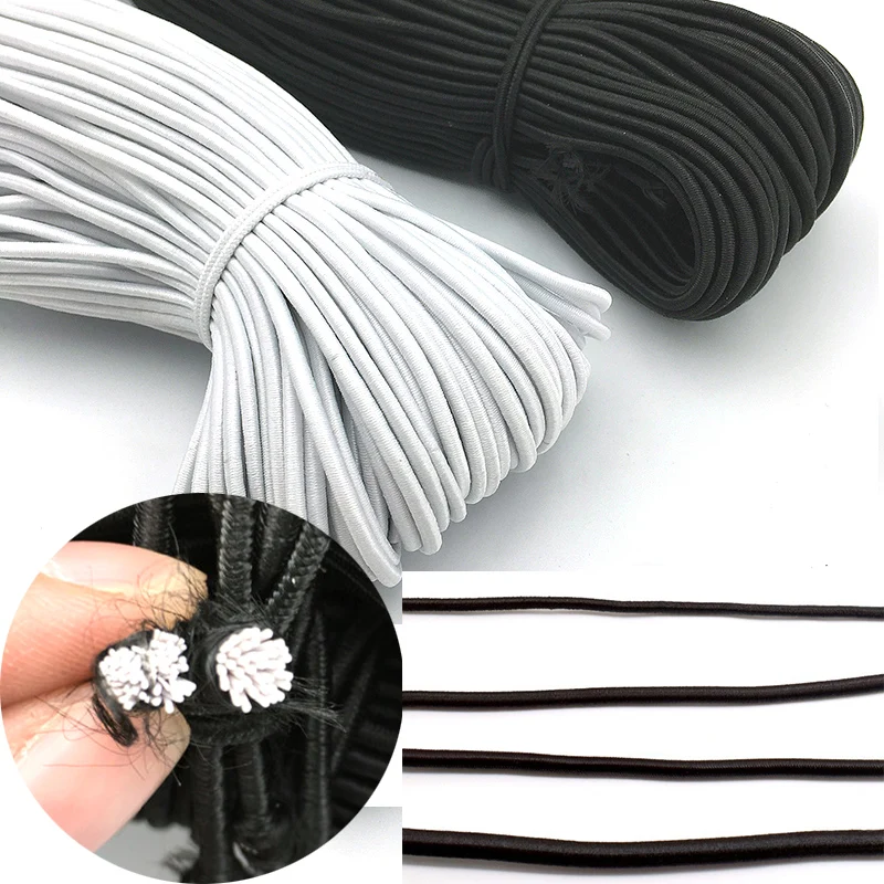 Cuerda Elástica Bungee Shock Redondo Elástico Cuerda Craft Negro 2.5mm Coser Craft