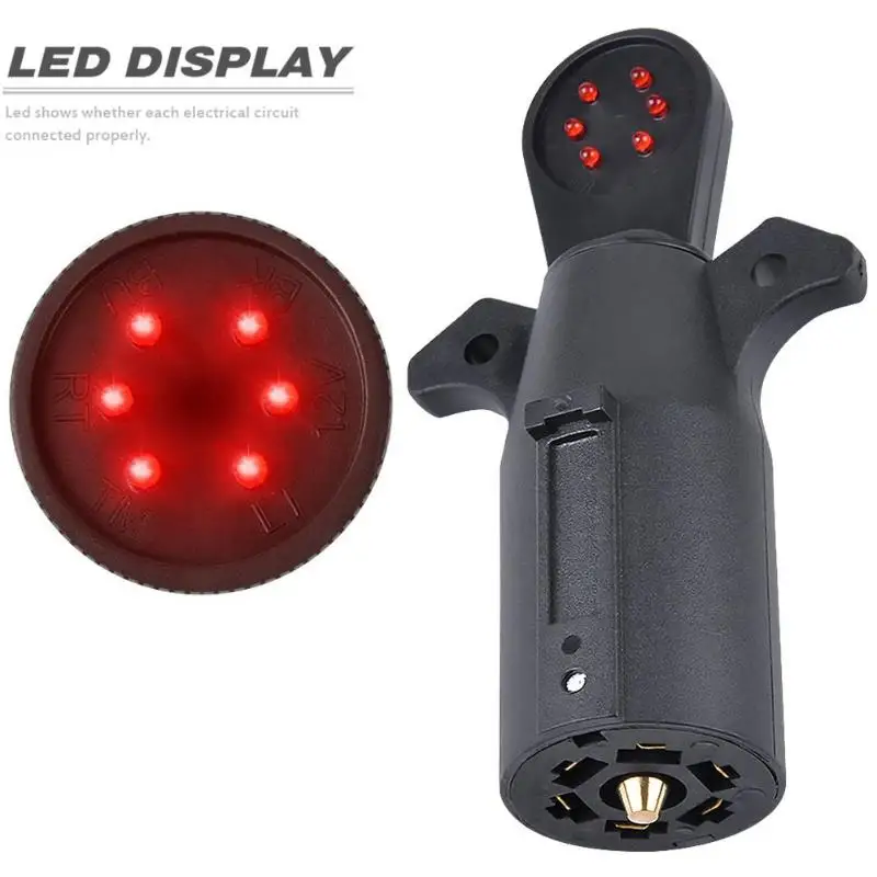 

12V 7 Way RV Blade Connector Tester Socket Plugs 7 Pin Trailer Wiring Circuit Light Tester Car Circuit Testing