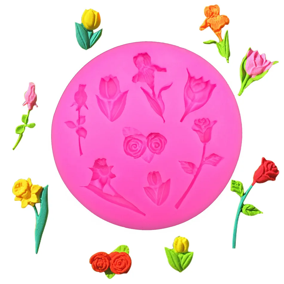 3D Rose flowers chocolate wedding cake decorating tools baking fondant silicone mold used to easily create poured sugar D5 | Дом и сад