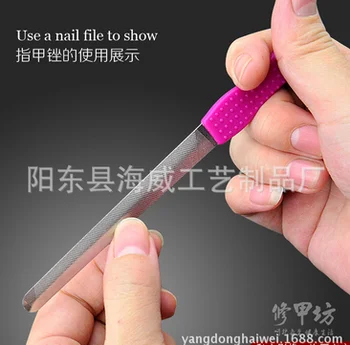 

by dhl or ems 1000pcs Stainless Steel Nail File Manicure Double Sides Buffing Stick Silicone Handle Nail UV Gel Polish Tools new