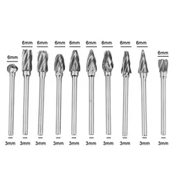 10 шт. Вольфрамовая сталь роторный файл Электрический шлифовальный полировальная головка гравировка резак DIY Дерево инструмент 3 мм