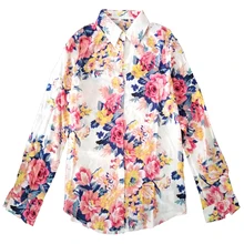 2016 Fashion Vintage Floral Print flower Pattern Chiffon Blouse Casual Women Long Sleeve Shirt Tops Plus Size S-XL