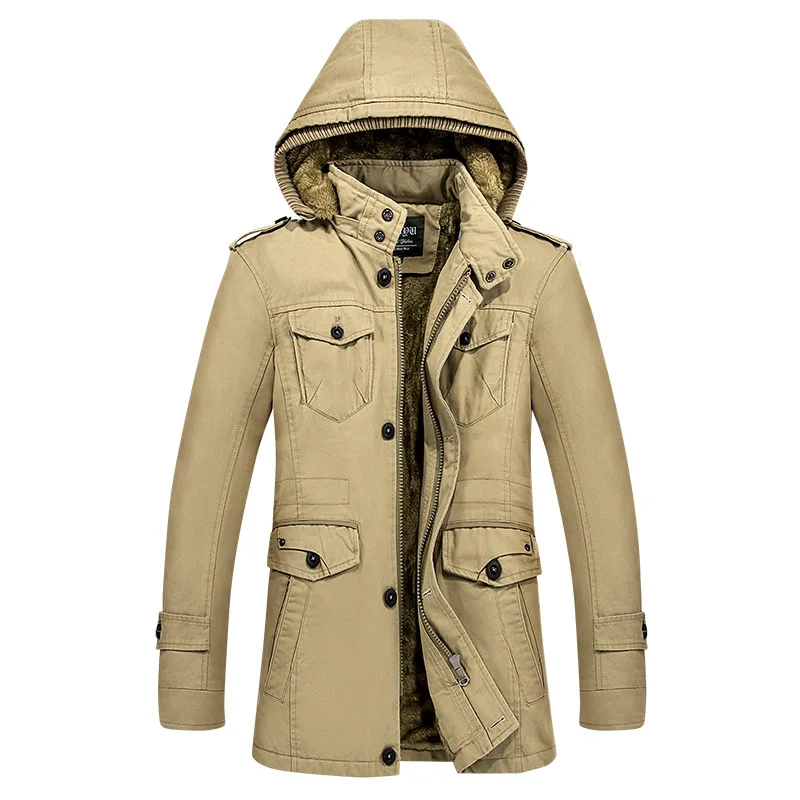 Winter New Men's Trench Designer Fashion Hood 100% Cotton Plus Size ...