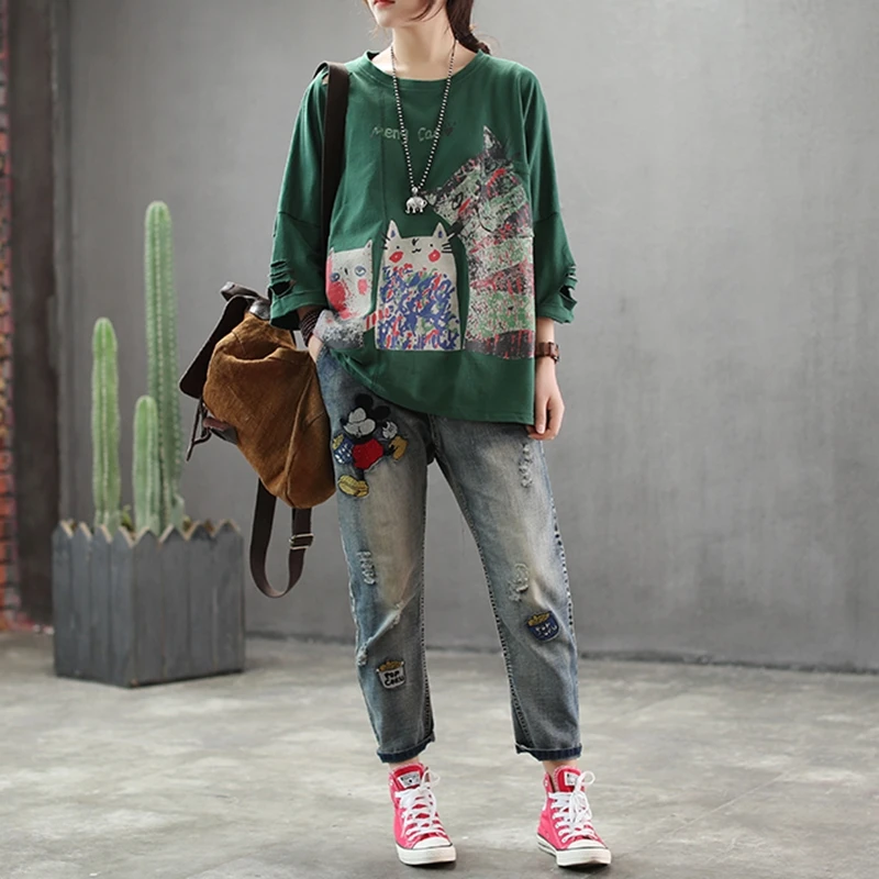 Модная одежда в китайском стиле, женская блузка, весна-лето, модная рубашка с кошкой для мамы, женская одежда в китайском стиле TA1401