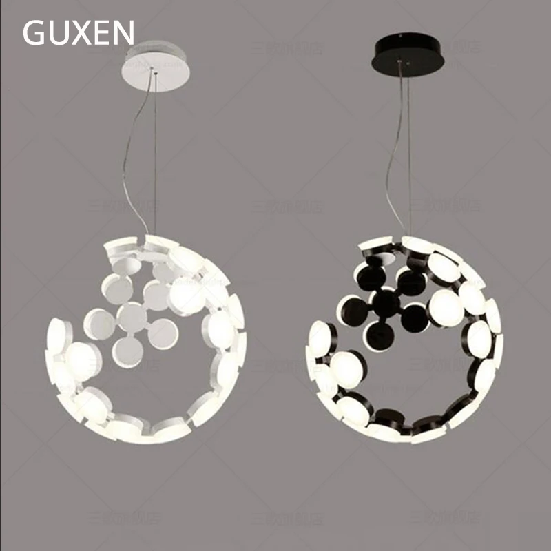 

Modern simple iron chandelier Nordic lamps Creative Moon Chandelier Personalized restaurant bedroom living room light