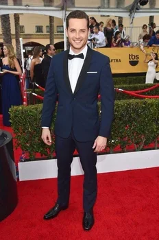 

2017 Elehant Blue Men Suits Slim Shawl Collar Tuxedos One Button Groomsmen Wedding Suits Young Men Prom Wear (Jacket+Pants+Bow)