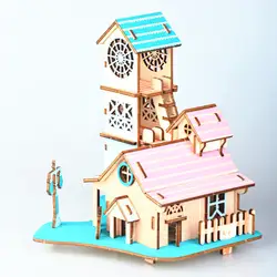 Лазерная резка 3D деревянная головоломка Riverside вилла DIY Ручная сборка Детские Обучающие деревянные игрушки для детей