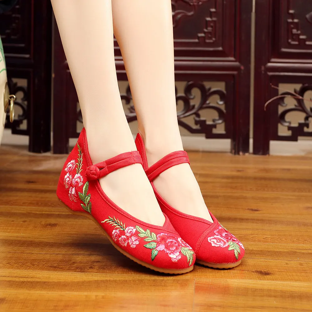 Veowalk Handmade Women's Vintage Embroidered Canvas Ballet Flats Ladies Comfortable Chinese Ballerinas Vegan Embroidery Shoes women shoes women flats