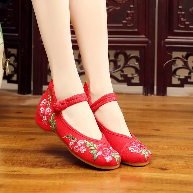 Veowalk Handmade Women's Vintage Embroidered Canvas Ballet Flats Ladies Comfortable Chinese Ballerinas Vegan Embroidery Shoes 5