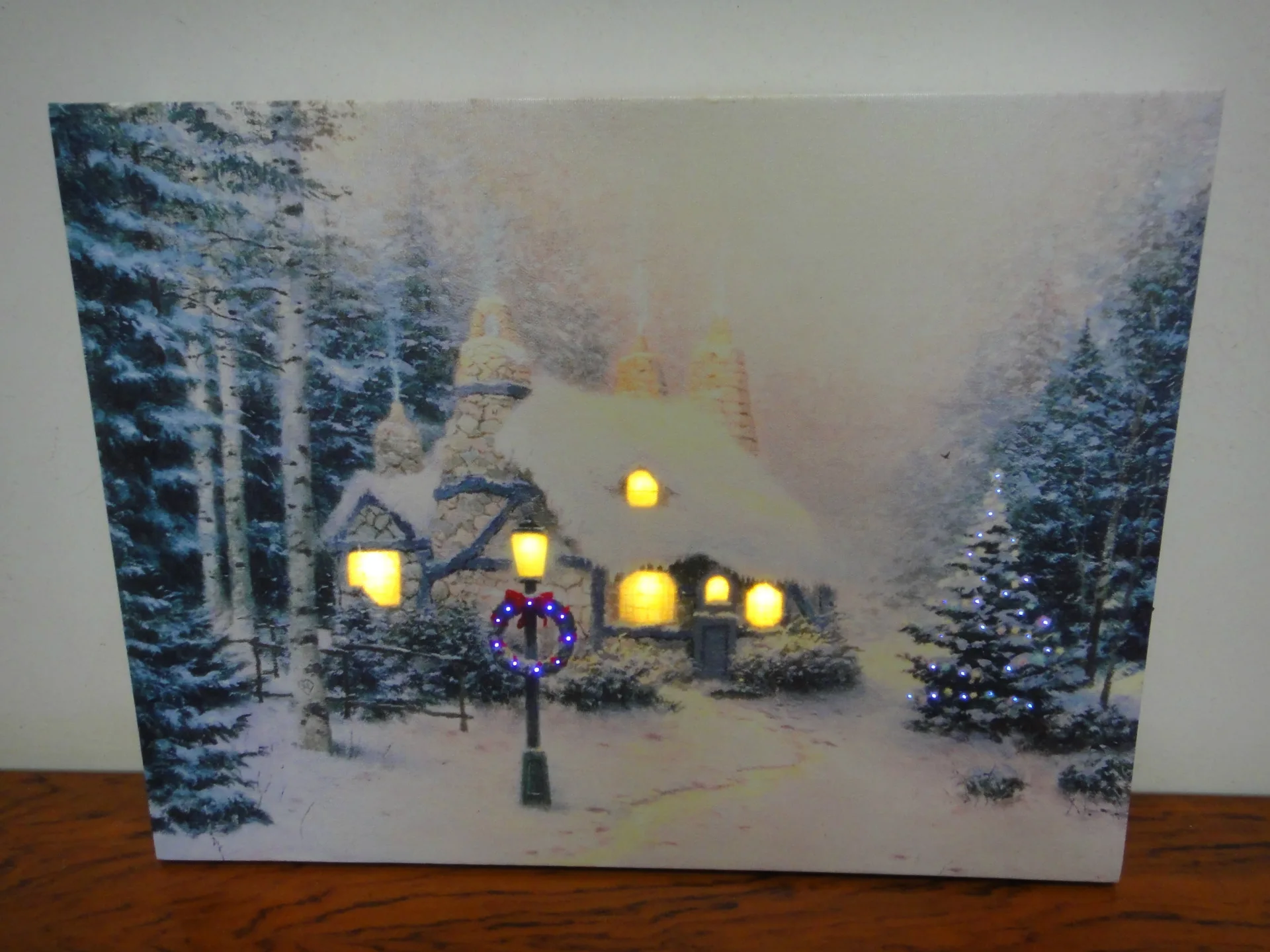 Christmas LED Lighted Canvas Kinkade Painting Great UNIQUE Holiday gift-in Painting 